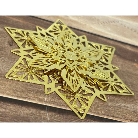 1989 HALLMARK KEEPSAKE ORNAMENT QX547-2 SPARKLING SNOWFLAKE BRASS 3D - Picture 7 of 7